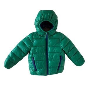 Gymboree Green Puffer Zip Up Hooded Coat Jacket Toddler Boy's Size 3T